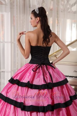 Balck and Rose Pink Ball Gown Quinceanera Dress Layer