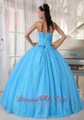 Aqua Blue Quinceanera Ball Gown Bowknot Sweetheart