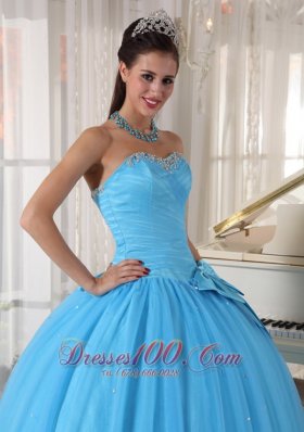 Aqua Blue Quinceanera Ball Gown Bowknot Sweetheart