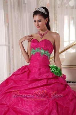 Ball Gown Quinceanera Hot Pink Pick-ups Hand Made Flower