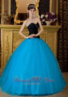Sweetheart Black and Teal Quinceanera Dress 2013