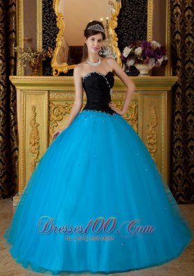 Sweetheart Black and Teal Quinceanera Dress 2013