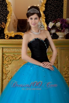 Sweetheart Black and Teal Quinceanera Dress 2013