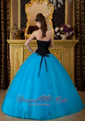 Sweetheart Black and Teal Quinceanera Dress 2013