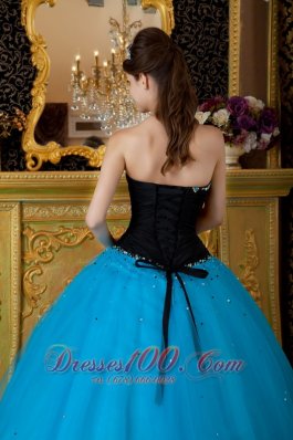 Sweetheart Black and Teal Quinceanera Dress 2013