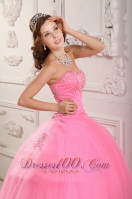 Rose Pink Sweet 16 Dress Embroidery Sweetheart