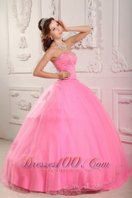 Rose Pink Sweet 16 Dress Embroidery Sweetheart