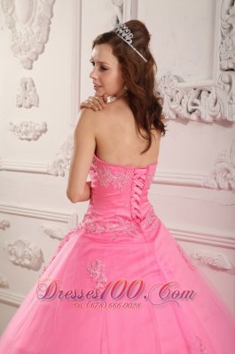 Rose Pink Sweet 16 Dress Embroidery Sweetheart