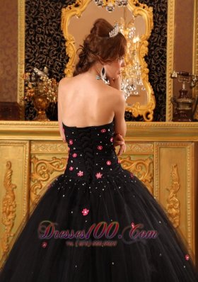 Black Quinceanera Dress Strapless Pink Floral 2012