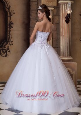 Romantic White Strapless A-line Beading Quinceanera Dress