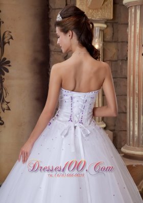 Romantic White Strapless A-line Beading Quinceanera Dress