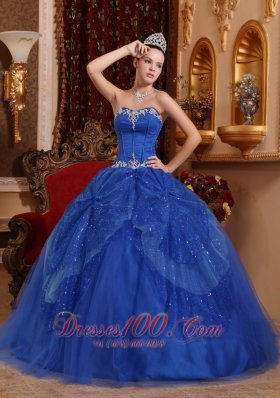 Blue Quinceanera Dress Appliques Ball Gown 2013