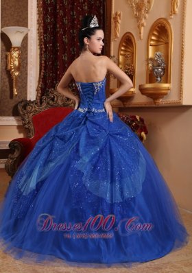 Blue Quinceanera Dress Appliques Ball Gown 2013