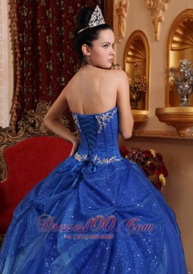 Blue Quinceanera Dress Appliques Ball Gown 2013