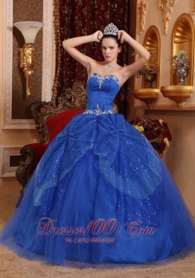 Blue Quinceanera Dress Appliques Ball Gown 2013