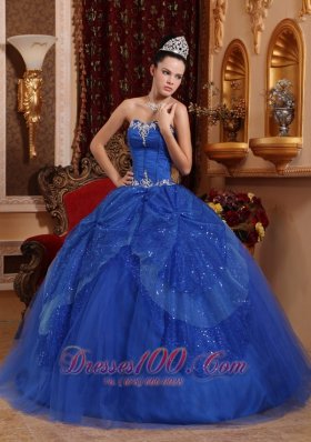 Blue Quinceanera Dress Appliques Ball Gown 2013