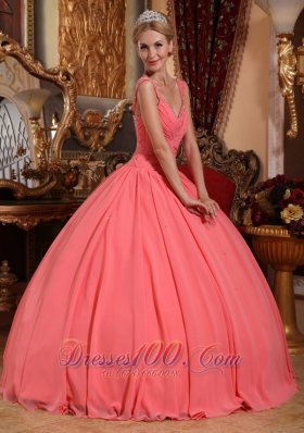 Watermelon Sweet 16 Dress V-neck Chiffon Straps