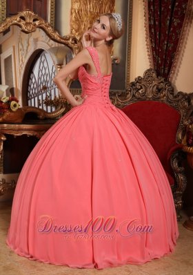 Watermelon Sweet 16 Dress V-neck Chiffon Straps