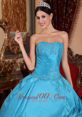 Strapless Teal Quinceanera Dress Layer Pick-ups