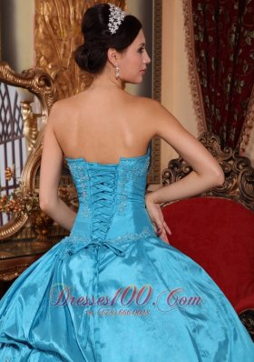 Strapless Teal Quinceanera Dress Layer Pick-ups