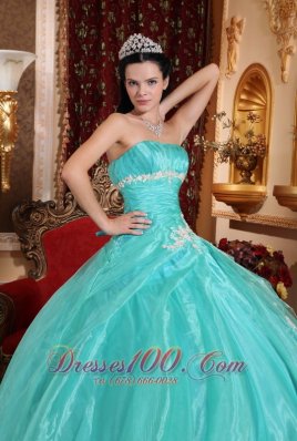 Green Quinceanera Dress Strapless Ball Gown Embroidery