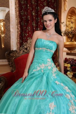 Green Quinceanera Dress Strapless Ball Gown Embroidery