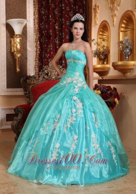 Green Quinceanera Dress Strapless Ball Gown Embroidery