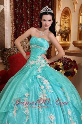 Green Quinceanera Dress Strapless Ball Gown Embroidery