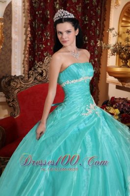 Green Quinceanera Dress Strapless Ball Gown Embroidery