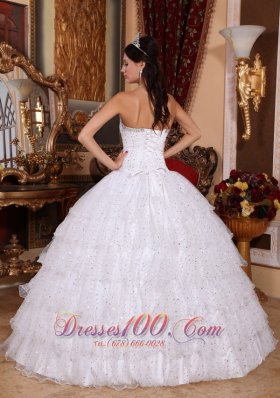 Layered Sweetheart Sweet 15 Dress White Floor-length