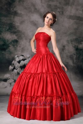 Strapless Ruch Red Quinceanera Dress 2013