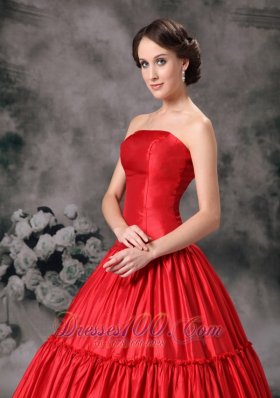 Strapless Ruch Red Quinceanera Dress 2013