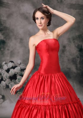 Strapless Ruch Red Quinceanera Dress 2013