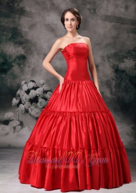 Strapless Ruch Red Quinceanera Dress 2013