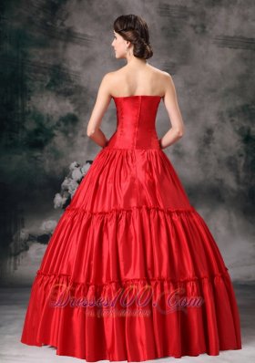 Strapless Ruch Red Quinceanera Dress 2013