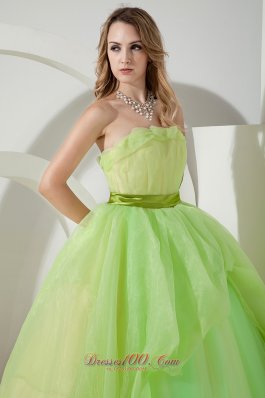 Strapless Spring Green Sweet 16 Dress Sash 2013