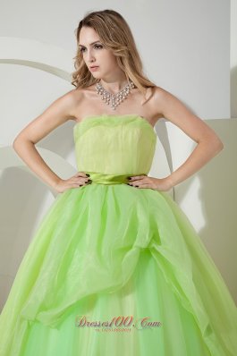 Strapless Spring Green Sweet 16 Dress Sash 2013