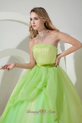 Strapless Spring Green Sweet 16 Dress Sash 2013