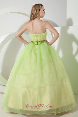 Strapless Spring Green Sweet 16 Dress Sash 2013