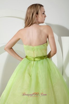 Strapless Spring Green Sweet 16 Dress Sash 2013