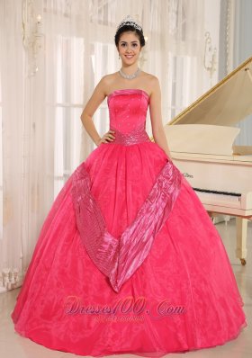 Coral Red Beaded 2013 Quinceanera Dress Ball Gown Sash