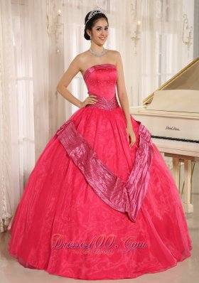 Coral Red Beaded 2013 Quinceanera Dress Ball Gown Sash