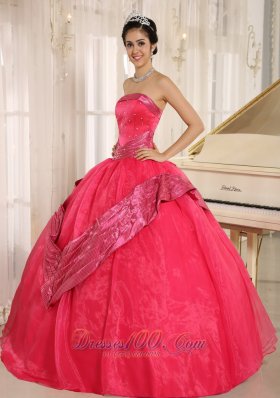 Coral Red Beaded 2013 Quinceanera Dress Ball Gown Sash