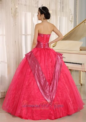 Coral Red Beaded 2013 Quinceanera Dress Ball Gown Sash