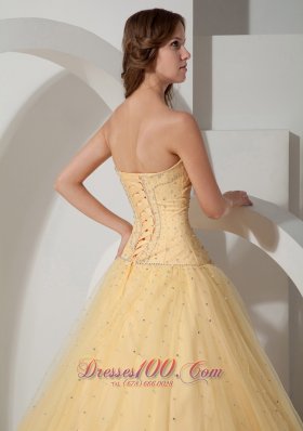 2013 Light Yellow Ball Gown Quinceanera Strapless Floor-length