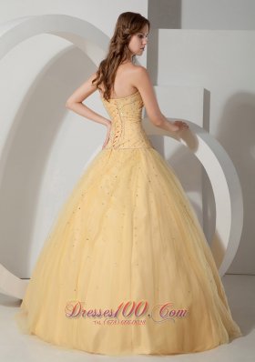 2013 Light Yellow Ball Gown Quinceanera Strapless Floor-length