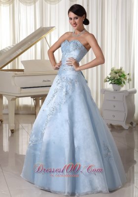 Organza Beading Sweetheart Blue A-line Quinceanera Dress