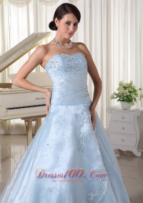 Organza Beading Sweetheart Blue A-line Quinceanera Dress