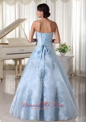 Organza Beading Sweetheart Blue A-line Quinceanera Dress