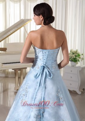 Organza Beading Sweetheart Blue A-line Quinceanera Dress